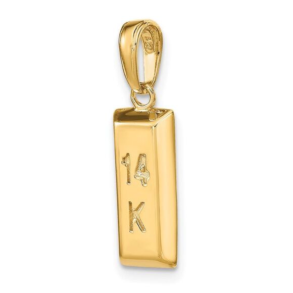 14k Yellow Gold 3D Bar Pendant - Picture 4 of 6